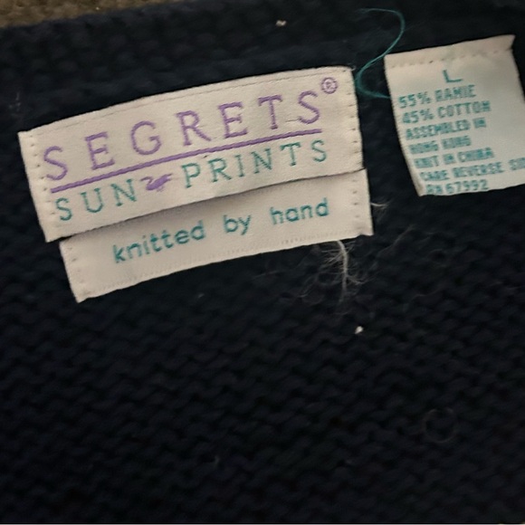 Segrets Sun Prints 80's Grandma Cardigan Geometric Hand Made Sweater Large - Picture 6 of 6